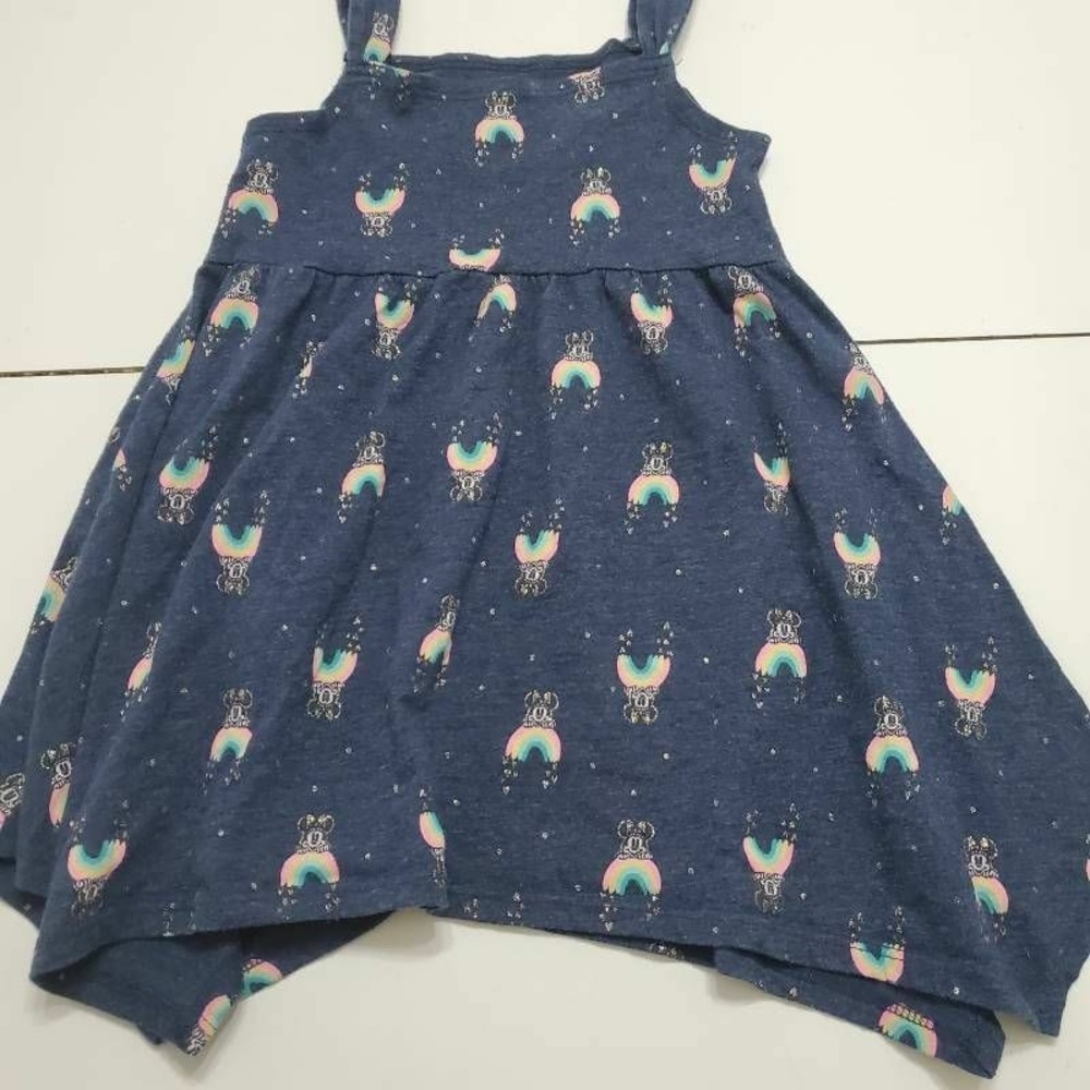 Minnie Mouse Disney Girls A-Line Dress Blue Rainbow Handkerchief Hem 18 Months